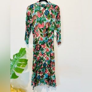 Zara NWT Watercolor Floral with Open Back Midi Dress